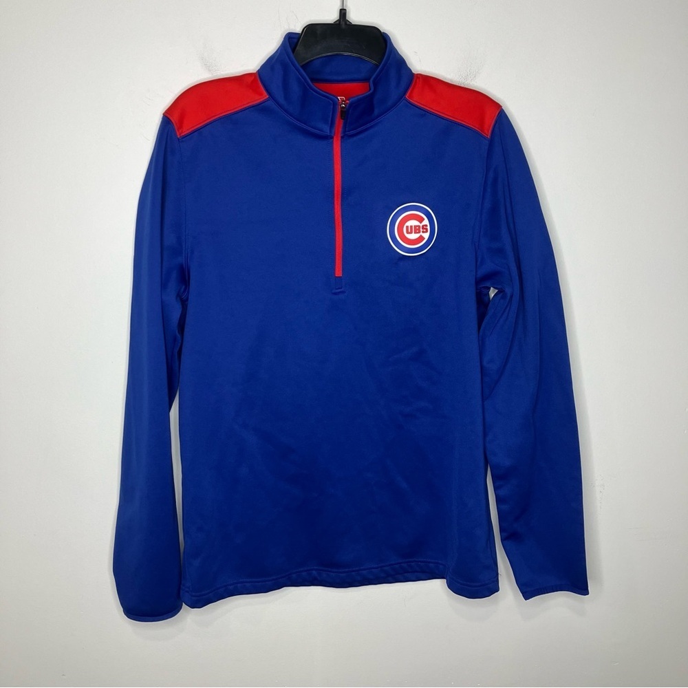 MLB genuine‎ merchandise Cubs baseball quarter zip pullover size medium red blue